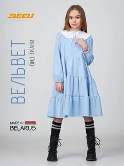 Платье нарядное вельветовое с белым воротником BeeU Kids 147853015 купить за 1 290 ₽ в интернет-магазине Wildberries