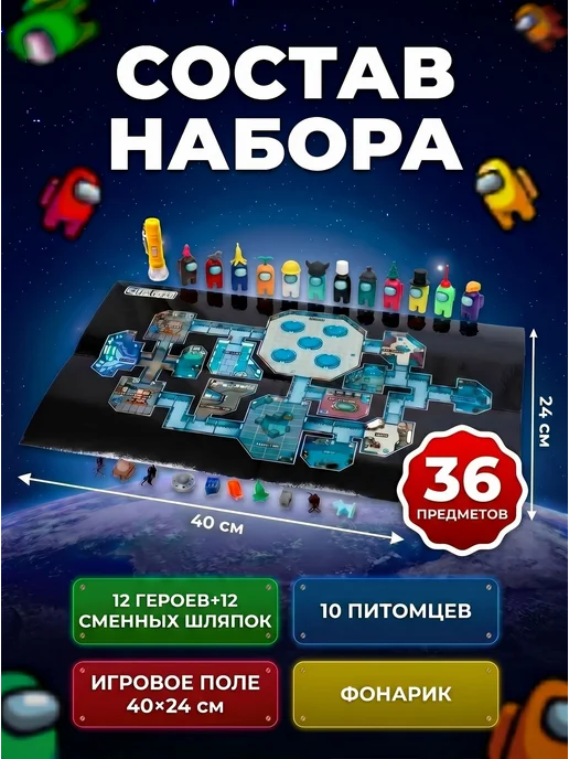 Fanzo Фигурки Амонг ас в набор из 36 предметов, черный, фото 2