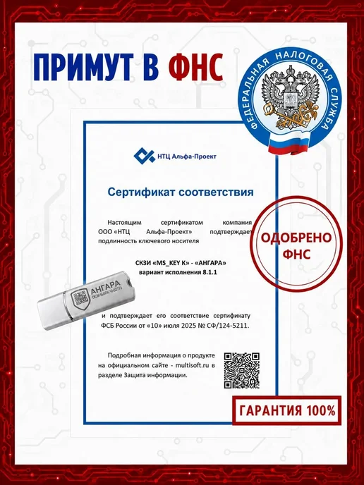 Токен для ЭЦП USB Токен Ангара силвер, серый, фото 3