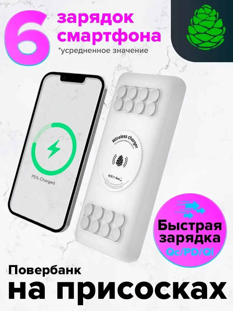 Беспроводная зарядка Повербанк 20000 mAh GCR 147946737 купить за 2 572 ₽ в  интернет-магазине Wildberries