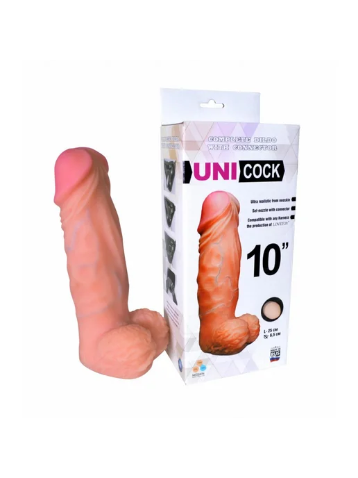 Lovetoy Реалистичная насадка для страпона UNI Cock 10'', бежевый, фото 2