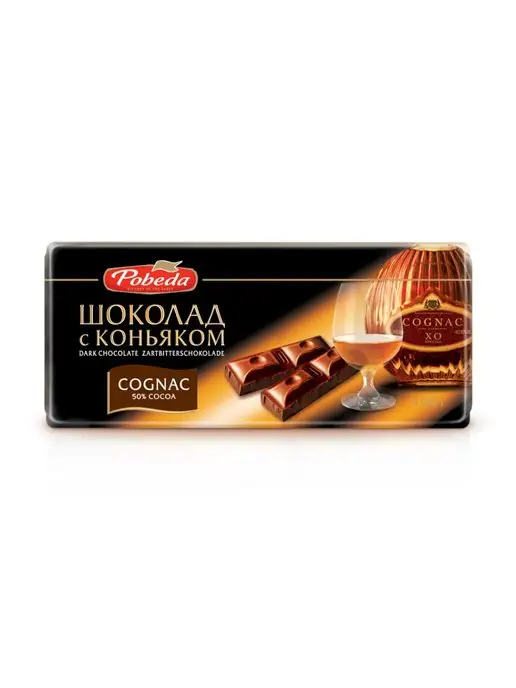 Шоколад Победа вкуса десертный пористый с коньяком, 180 г, 100 г