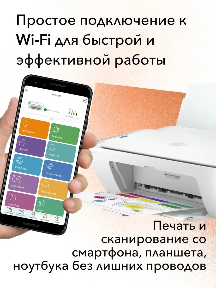 Цветное МФУ DeskJet 2710 WiFi 3в1 принтер, сканер, копир HP 147990297  купить за 7 554 ₽ в интернет-магазине Wildberries