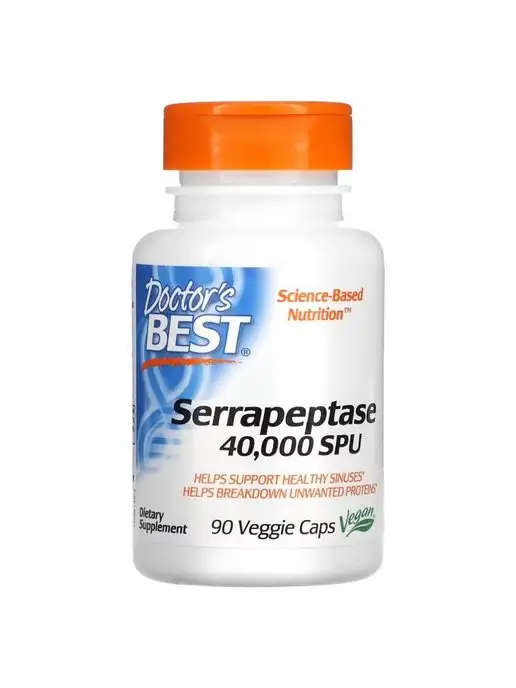 Doctor's Best Серрапептаза 90 капсул Serrapeptase