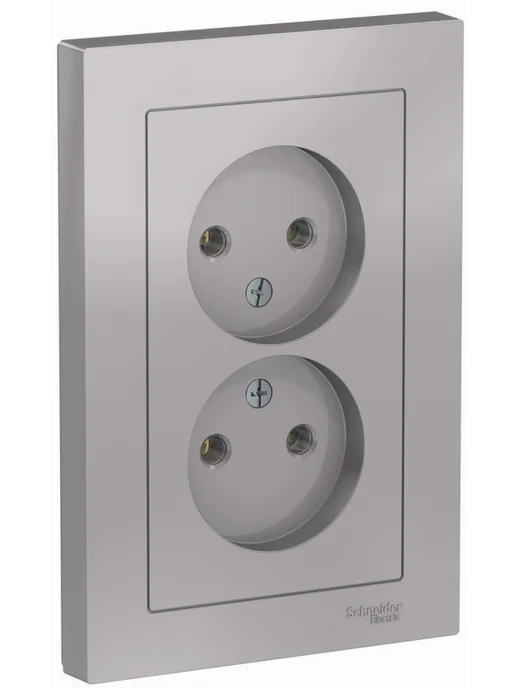 Systeme Electric Розетка двойная без заземления Шнайдер AtlasDesign, серый, фото 3