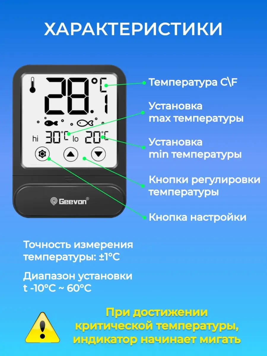 Прозрачный термометр для аквариума GEEVON 148112574 купить за 856 ₽ в  интернет-магазине Wildberries