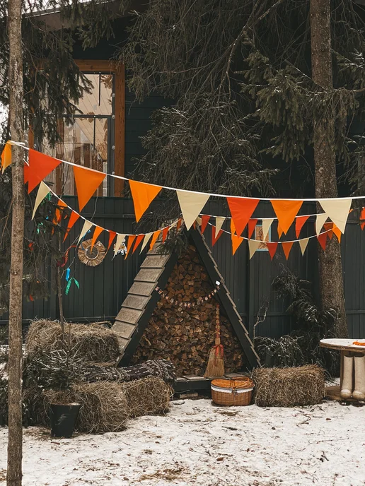 Tigeria Флажки гирлянда уличная тканевая красно-оранжевая 50 м, 50 м, фото 2