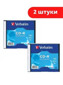 Диск CD-R, 700Mb, 52х, Slim Case 2шт Verbatim 148165485 купить за 328 ₽ в интернет-магазине Wildberries