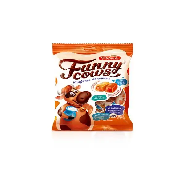 Конфеты "Funny cows" со сгущенным молоком, два вида, 150г