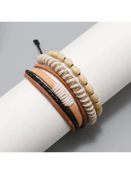 Носикулон Сет светло-бежевых браслетов "Beige Ropes", 3 шт, 3 шт, фото 3
