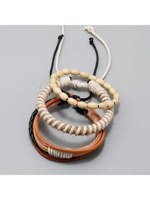 Носикулон Сет светло-бежевых браслетов "Beige Ropes", 3 шт, 3 шт, фото 4