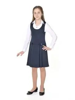 Natali-style Сарафан для девочки школьный детский короткий синий в школу