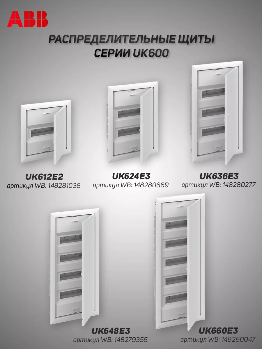 Электрический щит UK660E3 (UK650V3RU) на 60 (+10) мод. ABB 148280047 купить  за 13 854 ₽ в интернет-магазине Wildberries