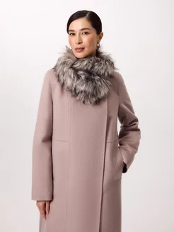 Пальто зимнее с мембраной и утеплителем длинное с мехом Pompa