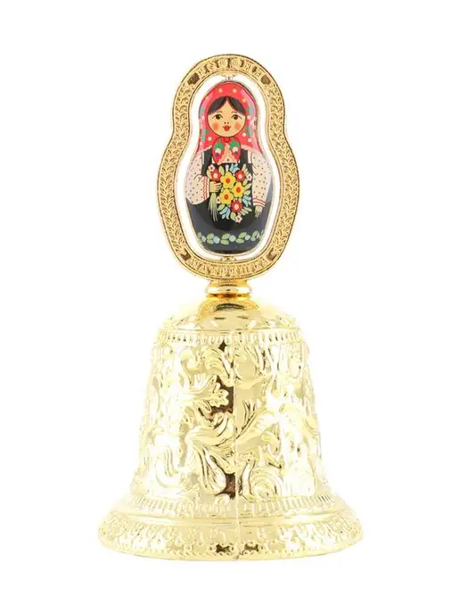 Мои Подарки Колокольчик сувенирный металлический Матрешка, желтый, фото 2