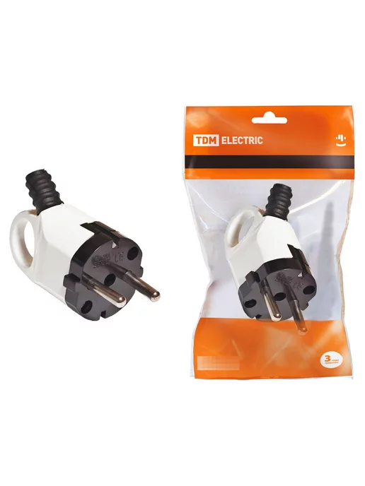 TDM Electric Вилка электрическая ТДМ Электрик 250В 16А SQ1806-0005, белый, фото 2