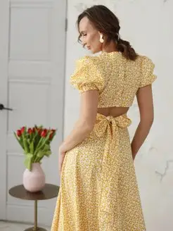 Платье нарядное миди с коротким рукавом и вырезом на спине Belle robe 148473973 купить за 5 387 ₽ в интернет-магазине Wildberries