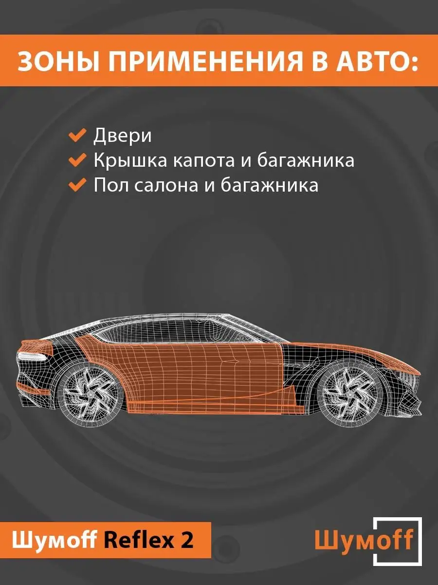 Виброизоляция для автомобиля Reflex 2 (2 мм) Шумофф 148490718 купить за 706  ₽ в интернет-магазине Wildberries