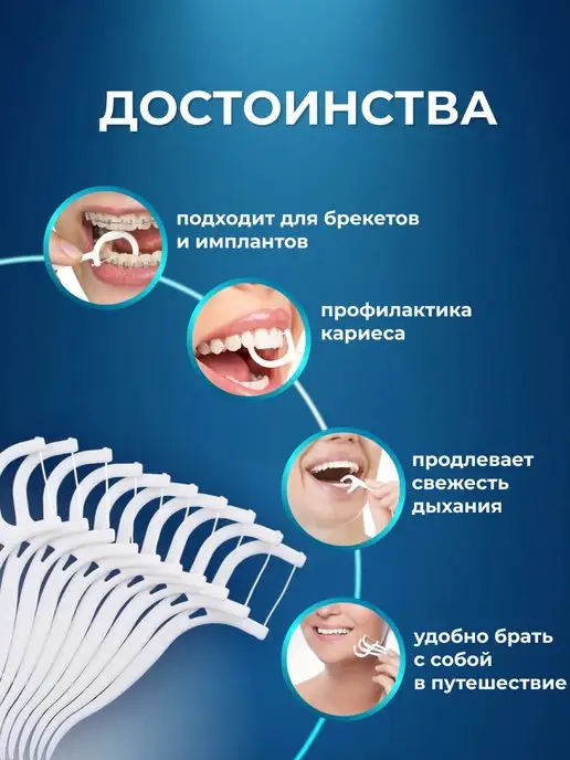 NMcompany Флоссер с зубной нитью для чистки зубов, 50 шт, фото 2