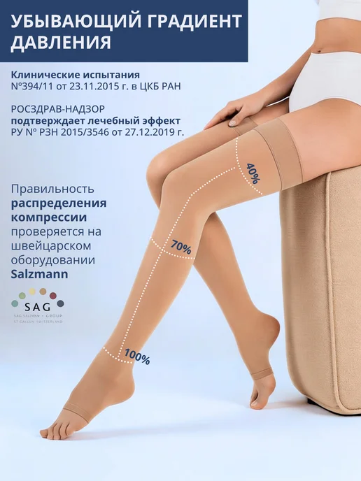 HEEBERMED Компрессионные чулки 1 класса компрессии, бежевый, фото 2