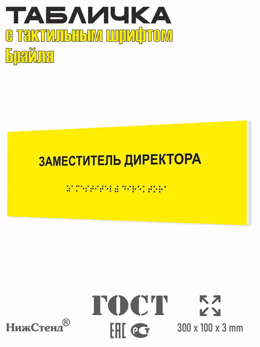 Табличка со шрифтом Брайля заместитель директора