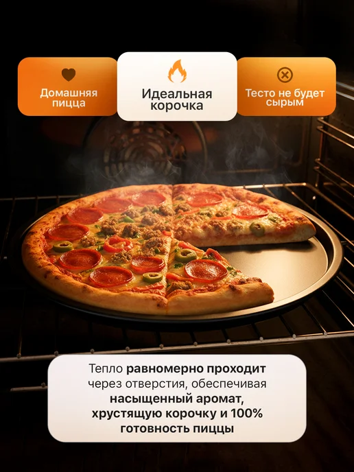A-brand Форма для запекания пиццы круглая антипригарная, черный, фото 2