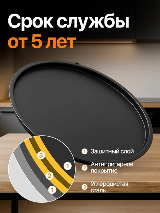 A-brand Форма для запекания пиццы круглая антипригарная, черный, фото 6