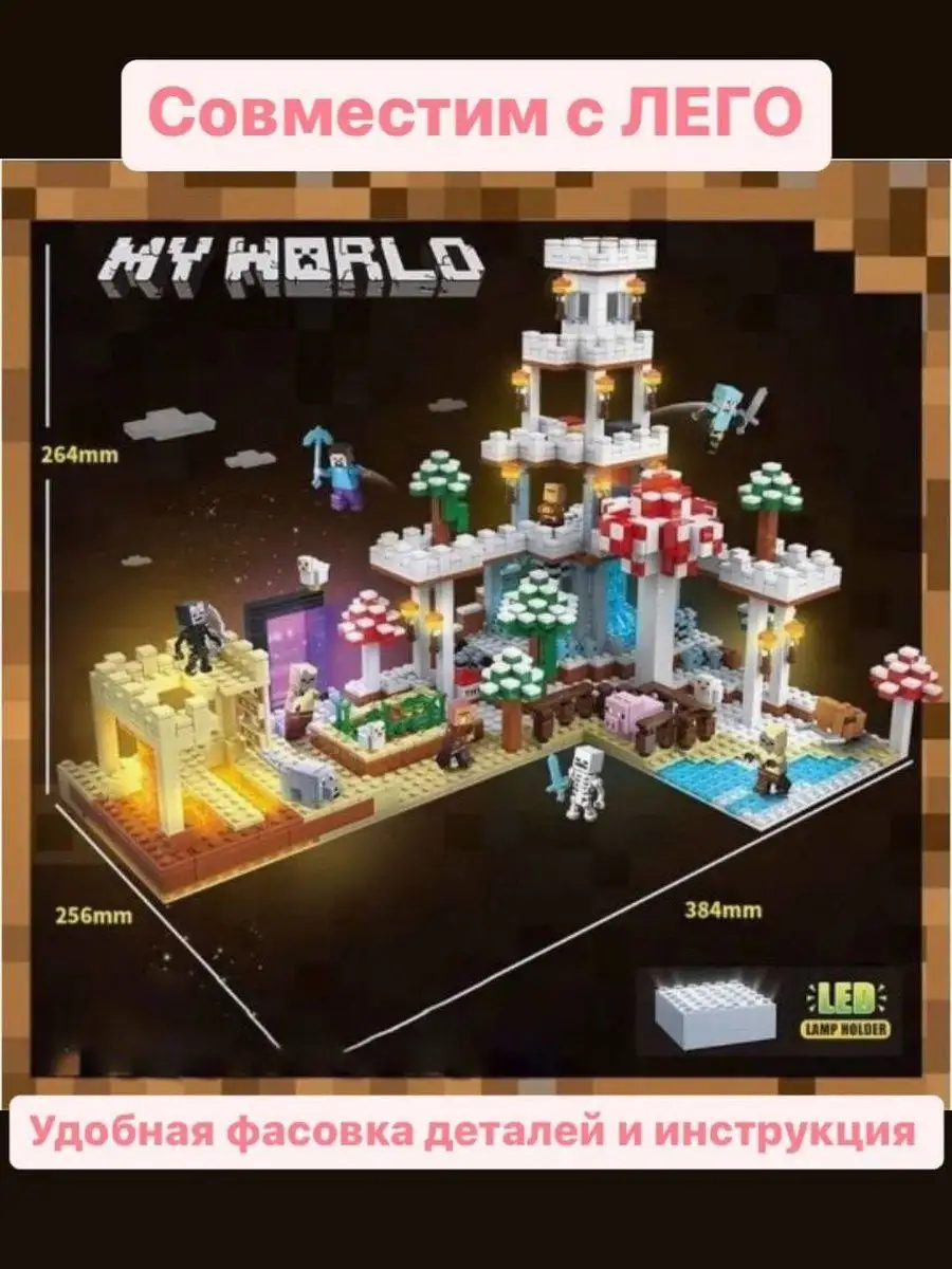 Большой конструктор Майнкрафт деревня MY WORLD Minecraft 148579136 купить  за 3 158 ₽ в интернет-магазине Wildberries