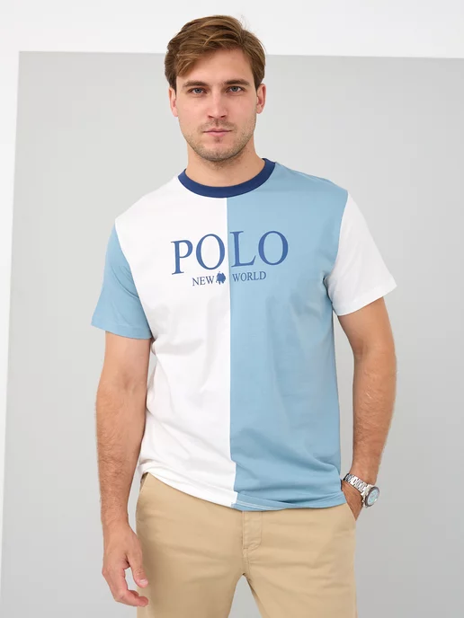 NEW WORLD POLO Хлопковая футболка с принтом