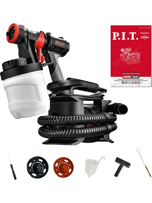 P.I.T. Краскопульт электрический краскораспылитель PIT PSG3022-C, 900 мл, фото 21