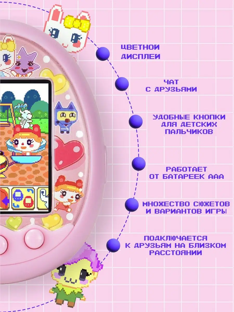 Тамагочи цветной экран оригинал на батарейках KinderGame 148871113 купить в  интернет-магазине Wildberries