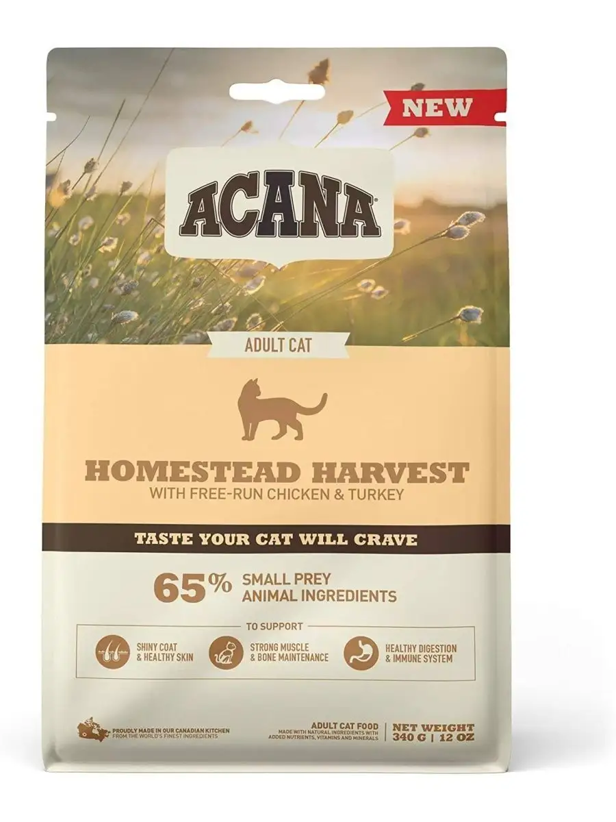 Acana Homestead Harvest сухой корм для кошек 0,34 кг ACANA 148957604 купить  в интернет-магазине Wildberries