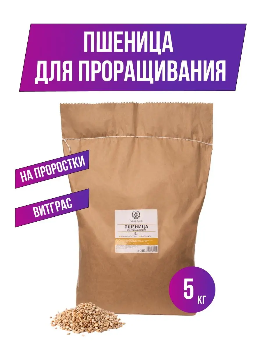 Пшеница для проращивания 5 кг. Зерно пшеницы Natural Seeds 148968040 купить  за 412 ₽ в интернет-магазине Wildberries