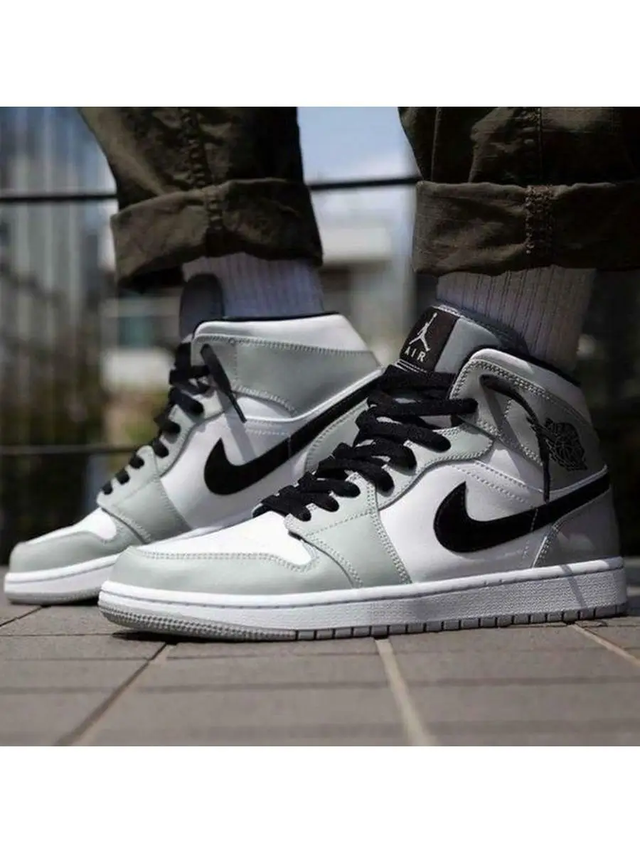 Nike air jordan 1 mid light smoke grey/black-white sale