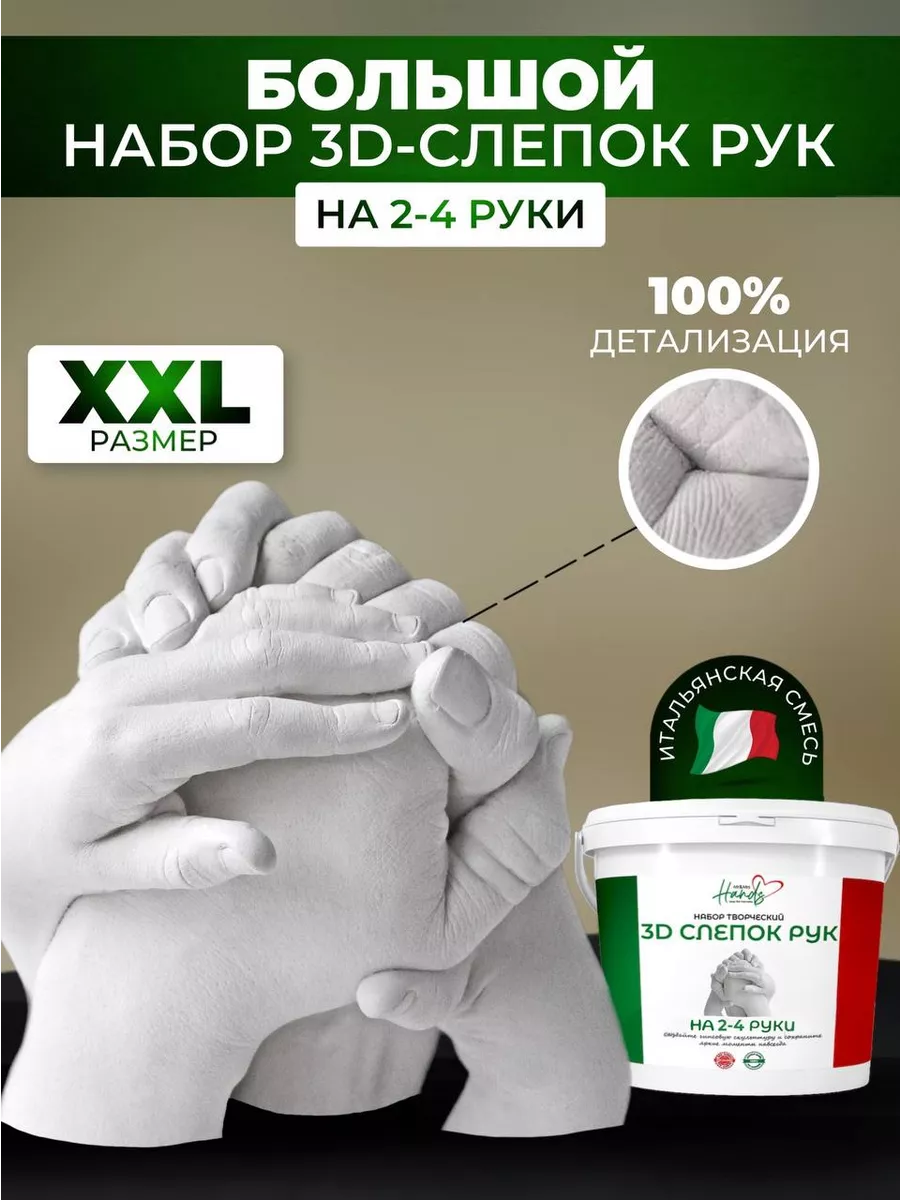 Большой семейный 3D слепок рук Mr&Mrs Hands 149064134 купить за 1 258 ₽ в  интернет-магазине Wildberries