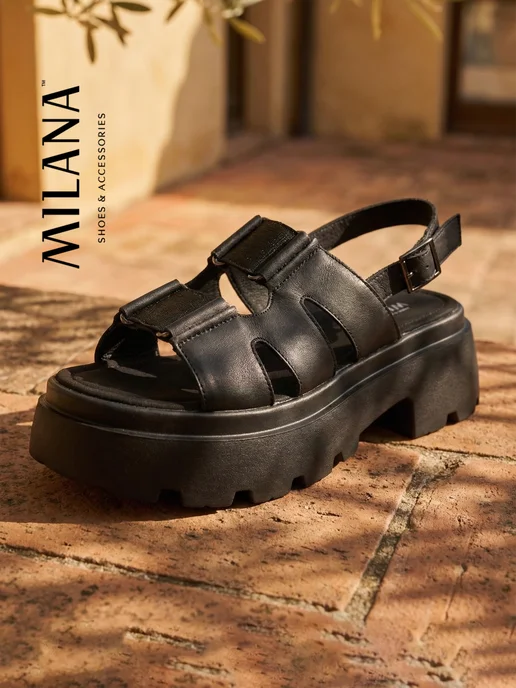 MILANA Летние босоножки на платформе, черный, фото 6