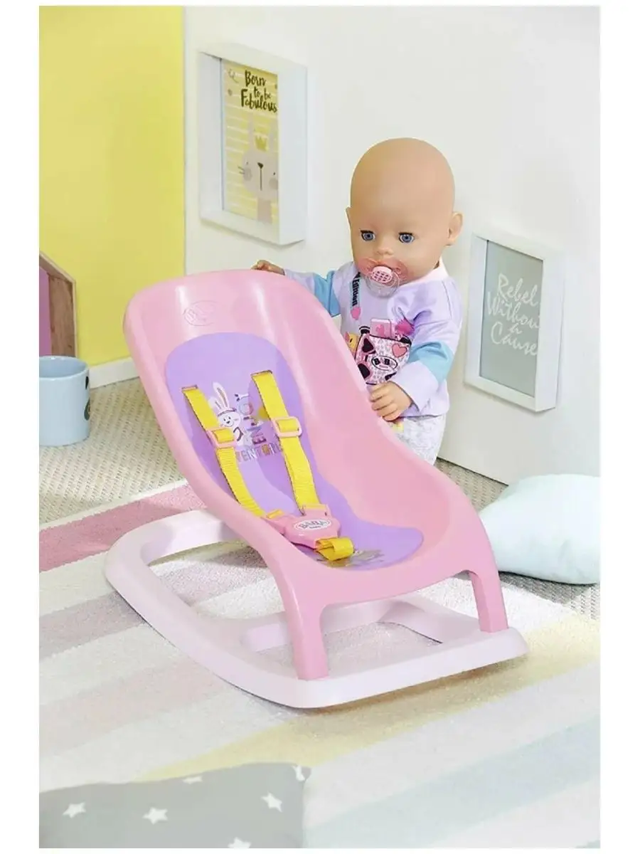 Кресло-качалка для кукол розовая обивка