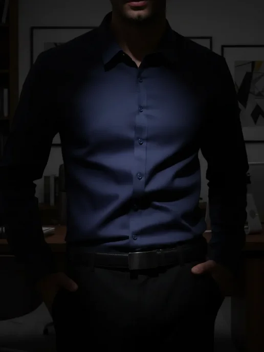 PAOLA BOCCI Рубашка Slim Fit Классическая с длинным рукавом, синий, фото 5