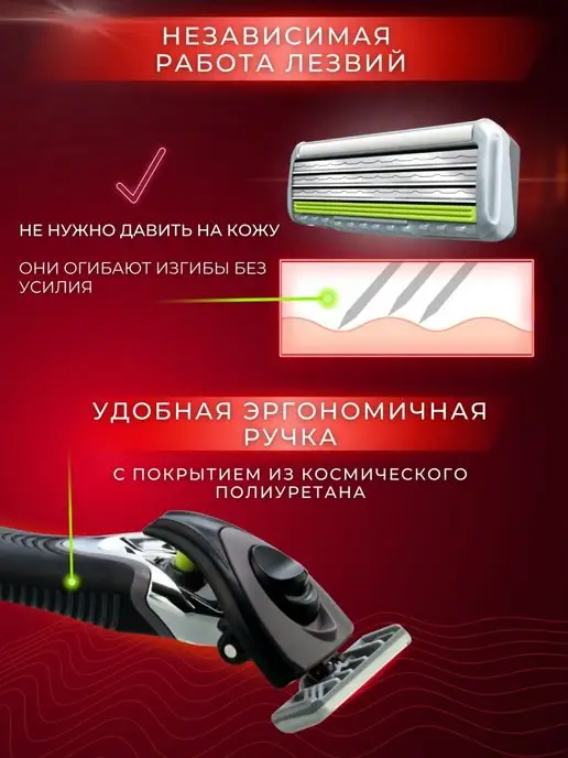 Feather Мужская бритва Samurai Edge тройное лезвие 2 кассеты, вариант, фото 3