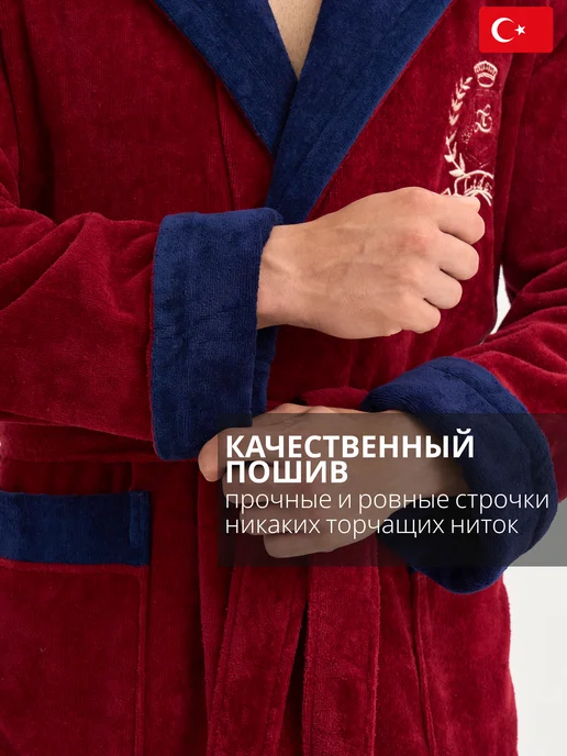 lider tekstil банный халат с капюшоном, синий, фото 3