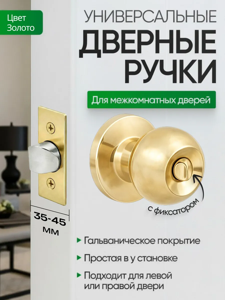 Ручка дверная межкомнатная с защелкой кноб