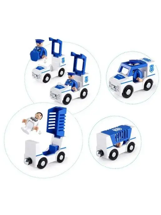 Toy'lbe Полицейская машина для деревянной железной дороги, синий, фото 4