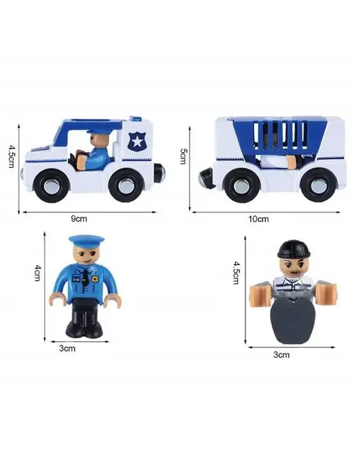 Toy'lbe Полицейская машина для деревянной железной дороги, синий, фото 5