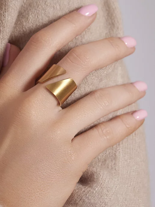 AV Jewelry Store Кольцо широкое разъемное бижутерия безразмерное золото, золотой, фото 3