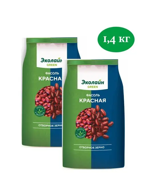 Эколайн GREEN Фасоль красная отборное зерно 1400 грамм, зеленый, фото 5