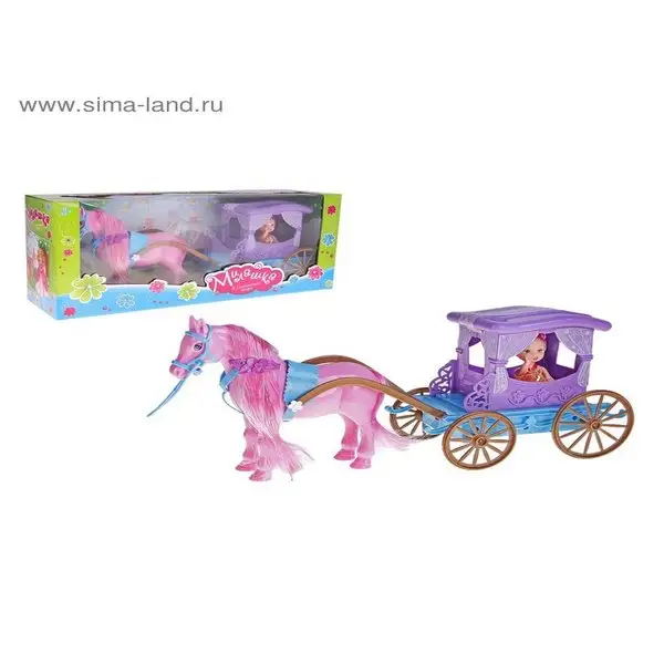 Лошадка с каретой и куклой