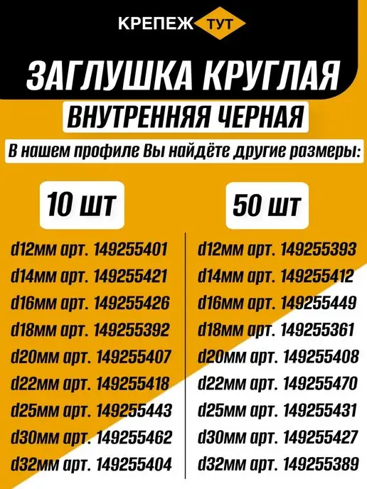 Крепёж ТУТ Заглушка для круглой трубы и мебели Д 16 мм, 50 шт, 50 шт, фото 2