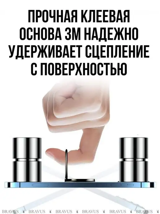 Кольцо держатель для смартфона и планшета на руку подставка, черный, фото 7