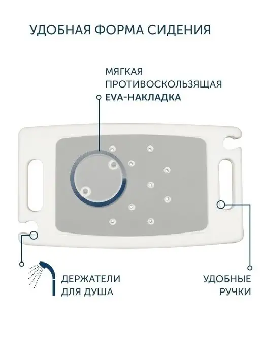 DomHouse Стул для ванной и душа для пожилых мягкое, серый, фото 4