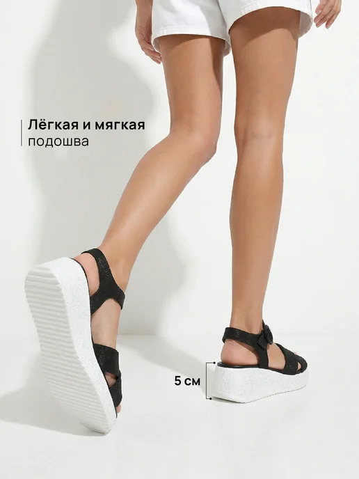 T.TACCARDI Босоножки летние на танкетке, черный, фото 5